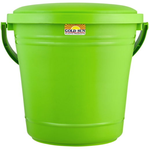 Gold Sun Green Plastic Bucket & Lid 20L (Colour May Vary)