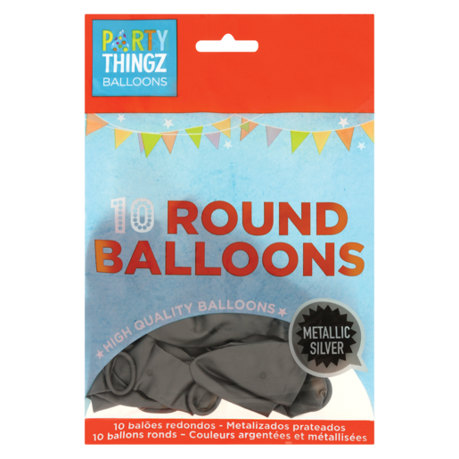 Party Thingz Metallic Silver Round Balloons 10 Pack