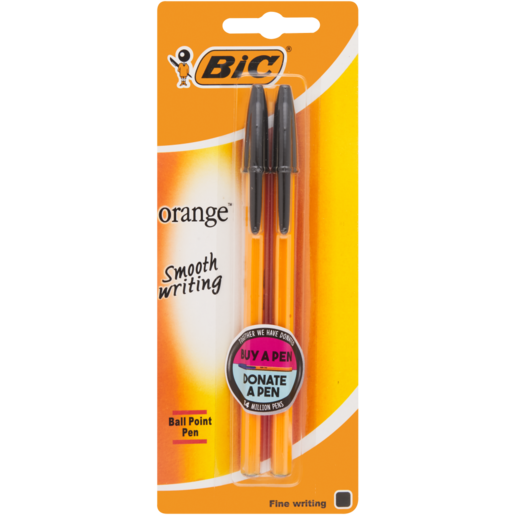 BIC Orange Black Ballpoint Pens 2 Pack
