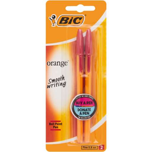 BIC Orange Red Ball Point Pens 2 Pack