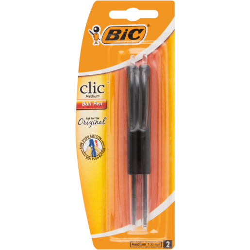 BIC Clic Medium Ball Pen Black 2 Pack