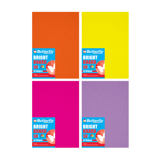 Butterfly Bright A4 Board 50 Pack (Colour May Vary)