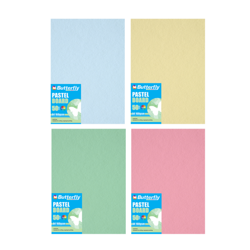 Butterfly Pastel A4 Board 50 Pack (Colour May Vary)