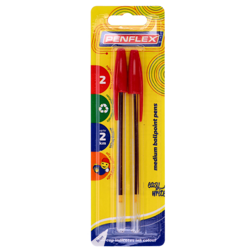 Penflex Red Ballpoint Pen 2 Pack