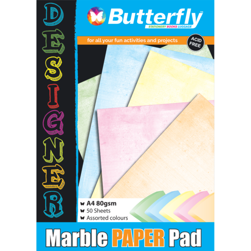 Butterfly Marble A4 Paper Pad 50 Sheets