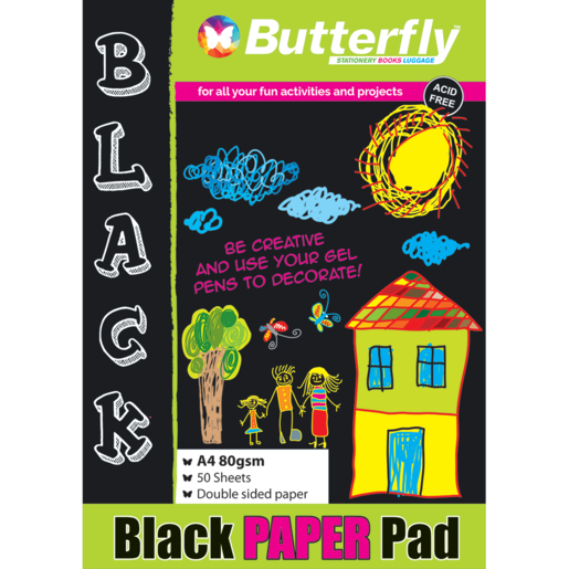 Butterfly Black A4 Paper Pad 50 Sheets