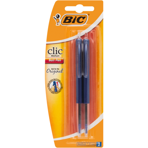 BIC Clic Medium Ball Pen Blue 2 Pack