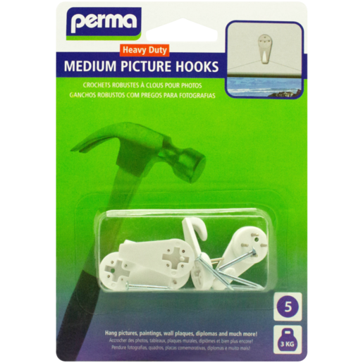 Perma Medium Nail On Picture Hooks 5 Pack