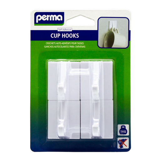 Perma Adhesive Cup Hooks 4 Pack