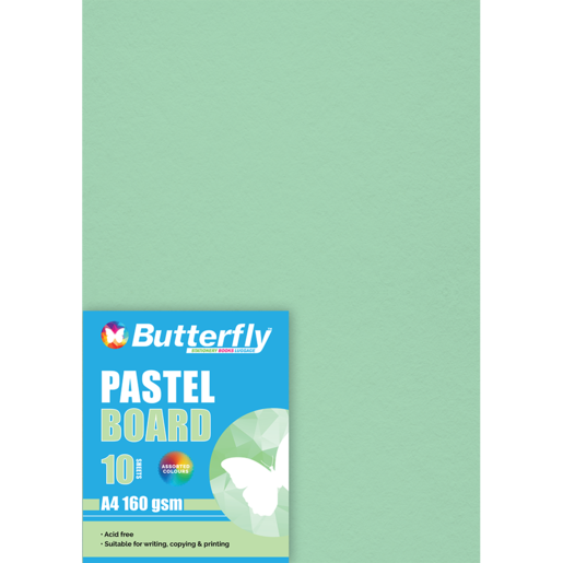 Butterfly A4 Pastel Green Board 10 Pack