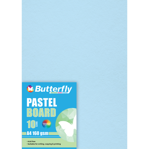 Butterfly A4 Pastel Blue Board 10 Pack