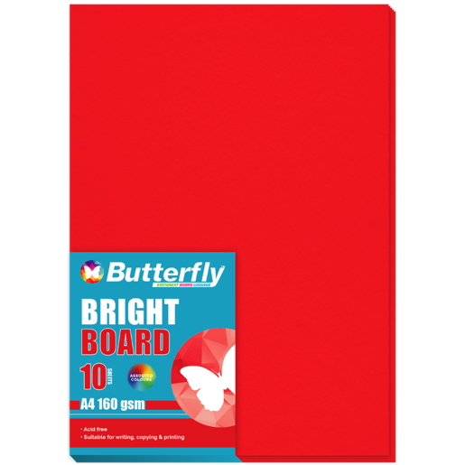 Butterfly A4 Bright Red Board 10 Pack