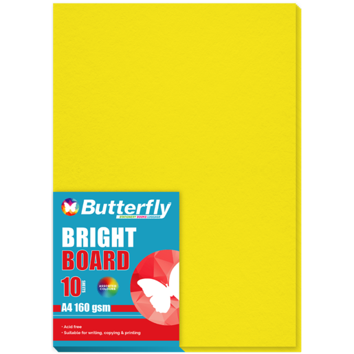 Butterfly A4 Bright Yellow Board 10 Pack