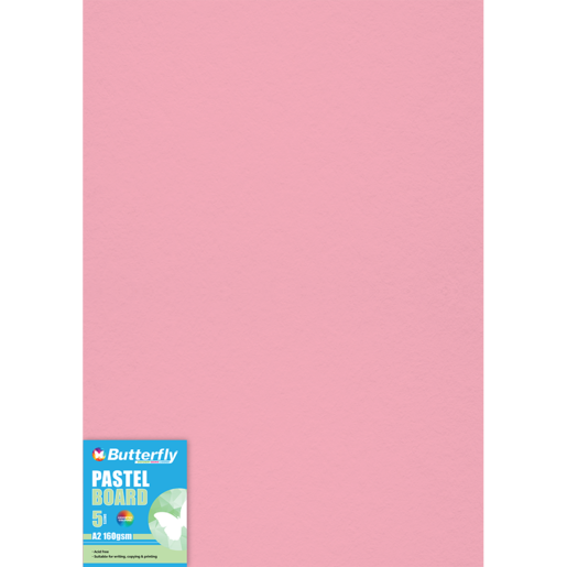 Butterfly A2 Pastel Pink Board 5 Pack