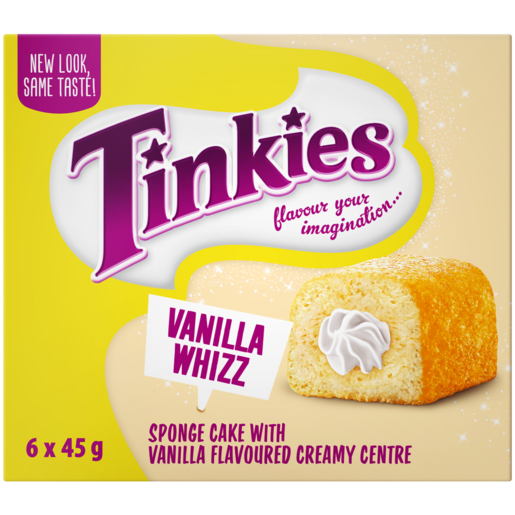Tinkies Vanilla Whizz Flavoured Creamy Sponge Cake Pack 6 x 45g
