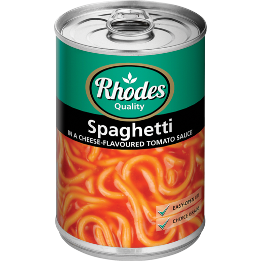 Rhodes Spaghetti In Cheese Flavoured Tomato Sauce 410g