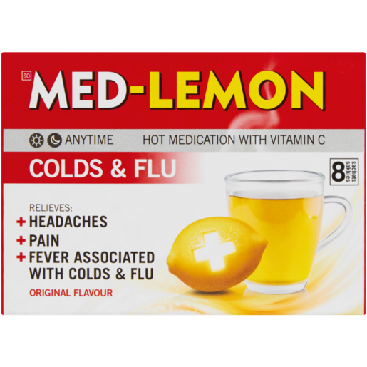 Med-Lemon Original Flavour Colds & Flu Hot Medication 8 Pack
