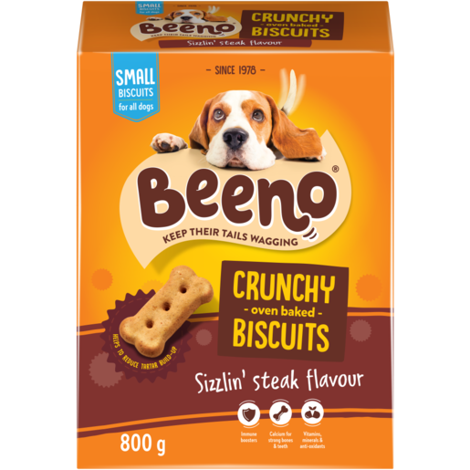 BEENO Small Sizzlin' Steak Flavour Dog Biscuits 800g