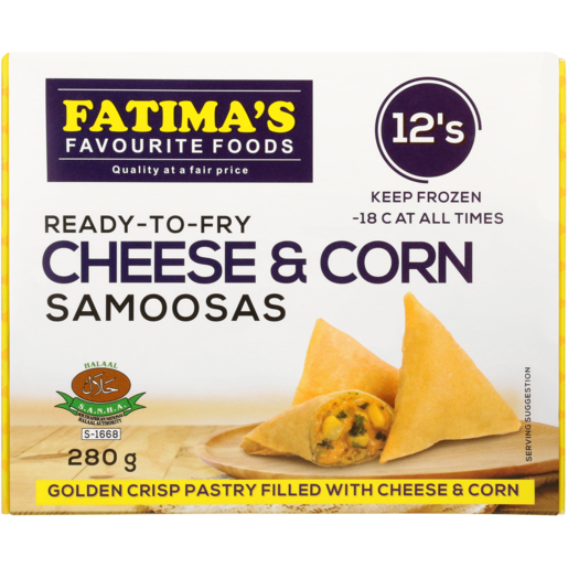 Fatima's Favourite Foods Frozen Cheese and Corn Samoosa 12 Pack