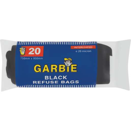Garbie 20 Pack Black Refuse Bags 750mm x 950mm