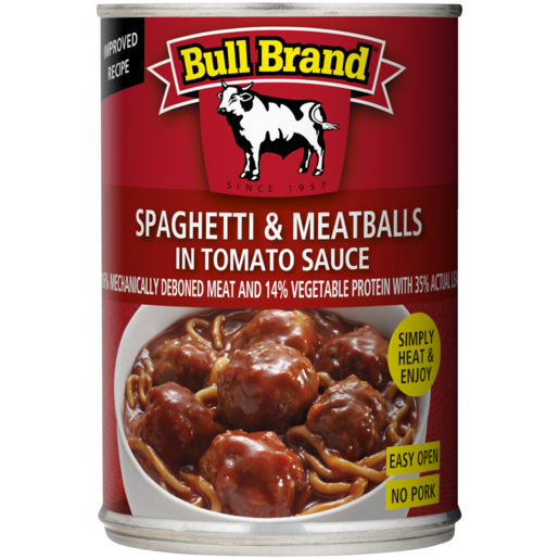 Bull Brand Spaghetti & Meatballs In Tomato Sauce Can 400g