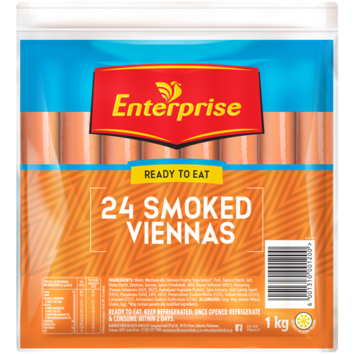 Enterprise Ready To Eat Smoked Viennas 24 Pack 1kg