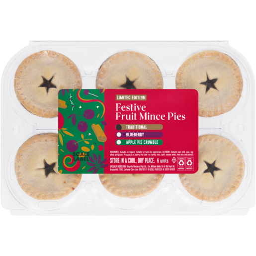 Limited Edition Traditional Festive Fruit Mince Pies 6 Pack