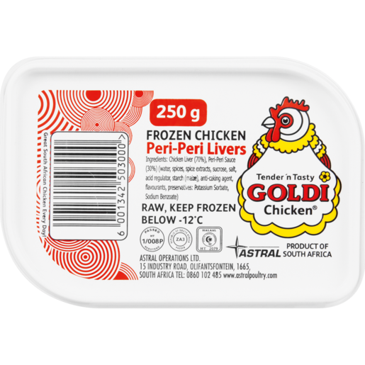 Goldi Chicken Frozen Chicken Peri-Peri Livers 250g