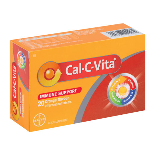 Cal-C-Vita Orange Flavoured Immune Support Effervescent Tablets 20 Pack