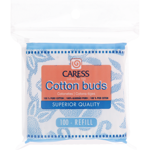 Caress 100 Cotton Buds Zipper Bag