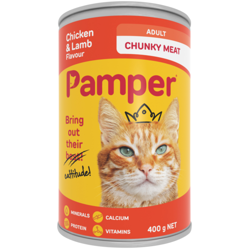 Pamper Chunky Chicken & Lamb Flavour Cat Food 400g