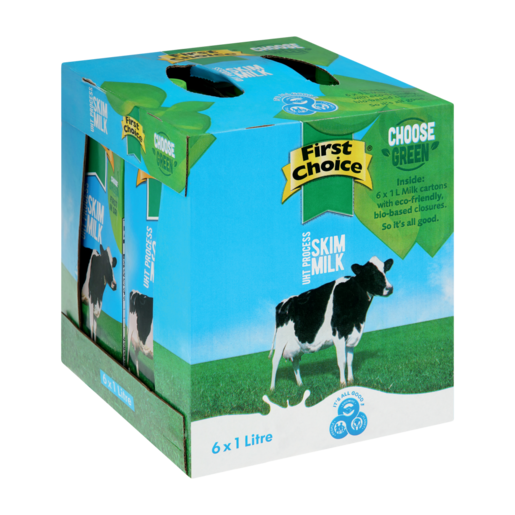 First Choice UHT Process Skimmed Milk Cartons 6 x 1L