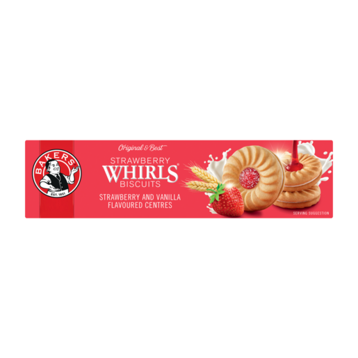 Bakers Strawberry & Vanilla Flavoured Whirl Biscuits 200g