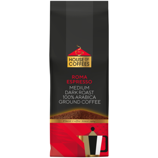 House of Coffees Roma Espresso Medium Dark Roast Ground Coffee Pouch 250g