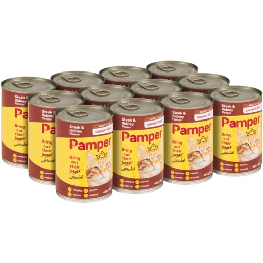 Pamper Steak & Kidney Flavour Adult Wet Chunky Meat Cat Food 400g