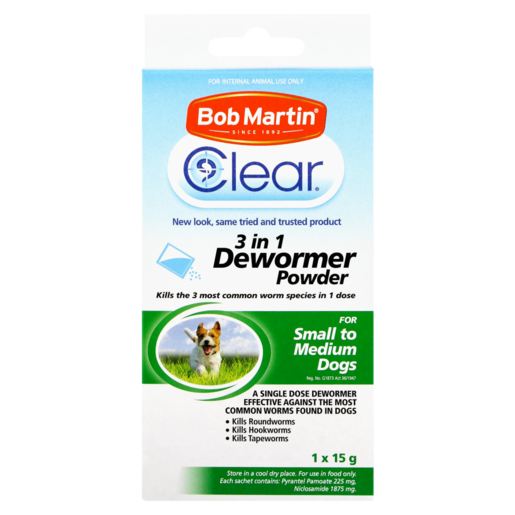 Bob Martin Clear 3-In-1 Dewormer Powder For Small To Medium Dogs Sachet 15g
