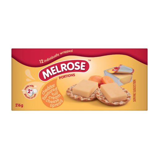 Melrose Portions Cheddar Flavoured Full Cream Cheese Spread 12 x 18g