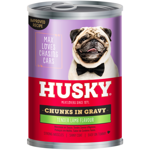 Husky Chunks In Gravy Tender Lamb Flavoured Dog Food Can 385g