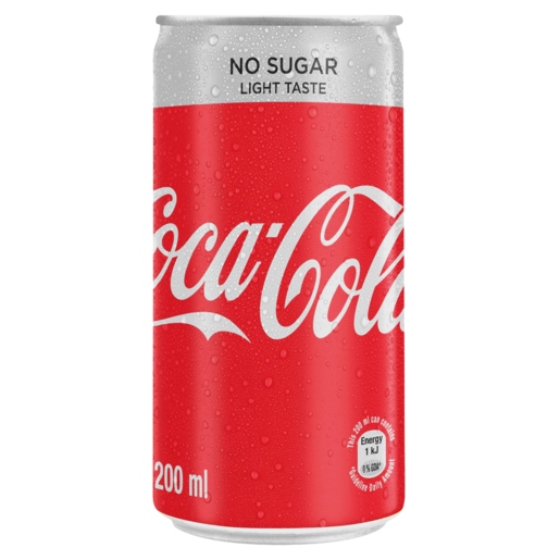 Coca-Cola No Sugar Soft Drink Can 200ml