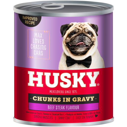 Husky Chunks In Gravy Beef Steak Dog Food 775g