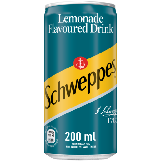 Schweppes Lemonade Flavoured Soft Drink Can 200ml