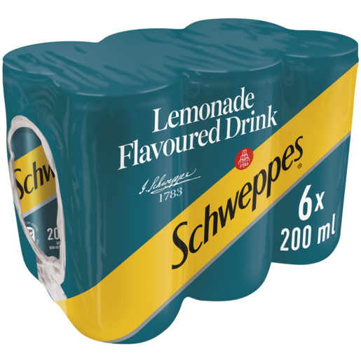 Schweppes Lemonade Soft Drink Cans 6 x 200ml