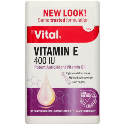 Vital Vitamin E 400 IU Antioxidant Capsules 30 Pack
