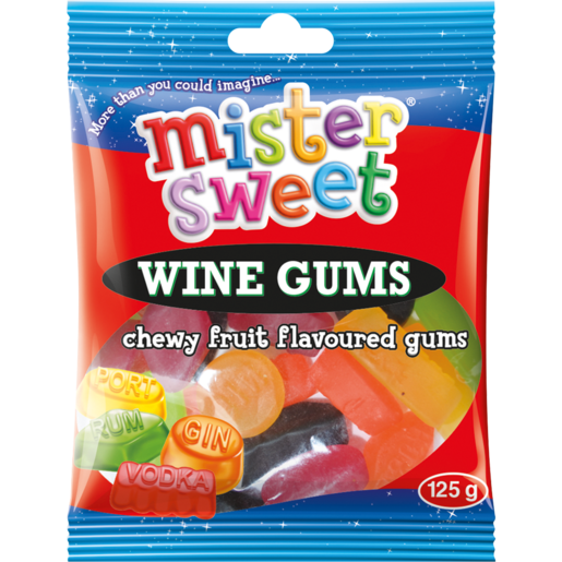 Mister Sweet Chewy Fruit Flavoured Wine Gums 125g