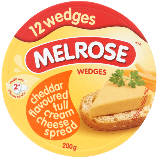 Melrose Cheddar Flavoured Full Cream Cheese Wedges 200g