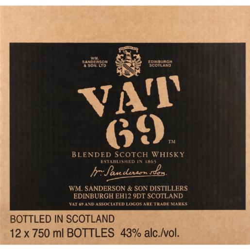 VAT 69 Blended Scotch Whisky Bottles 6 x 750ml