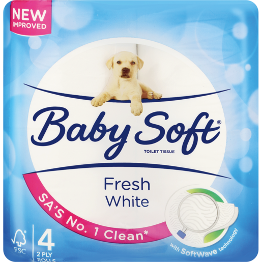 Baby Soft White 2 Ply Toilet Rolls 4 Pack
