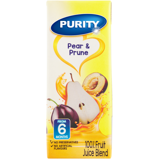PURITY Prune & Pear 100% Fruit Juice 6-36 Months 200ml