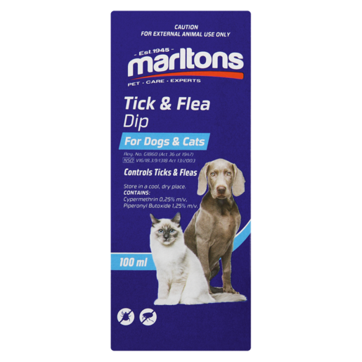 Marltons Tick & Flea Dip 100ml Pet Repellent Spray Pet Health