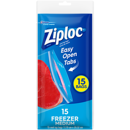Ziploc Medium Seal Top Freezer Bags 15 Pack
